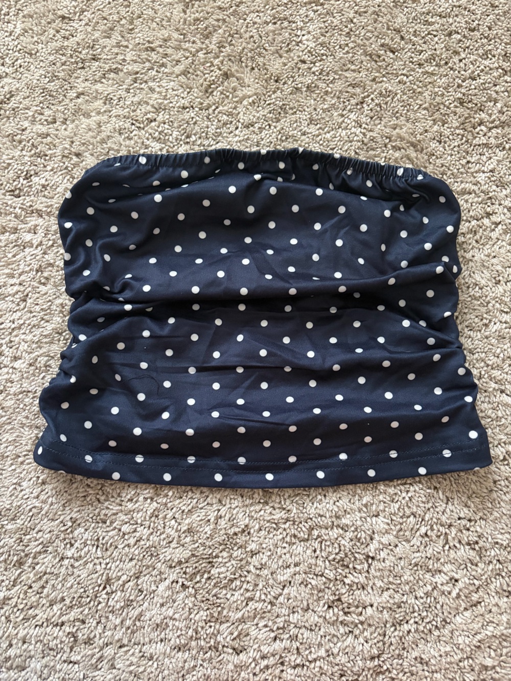 Polka Dot Navy Strapless Tube Top